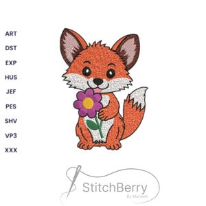 Cute Red Fox Embroidery Design | Woodland Animal Machine Embroidery Pattern | Instant Download