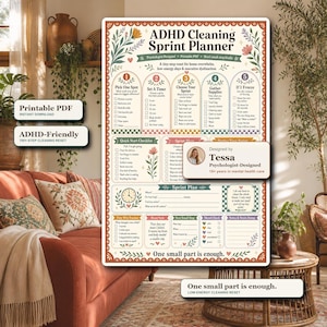 ADHD Cleaning Planner Printable, Cleaning Schedule, Cleaning Checklist, Executive Function Home Reset
