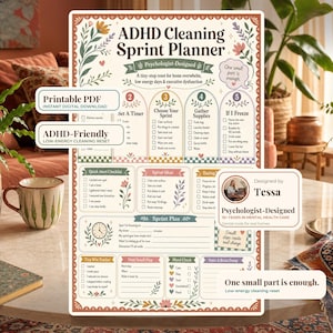 ADHD Cleaning Planner Printable, Cleaning Schedule, Cleaning Checklist, Executive Function Home Reset