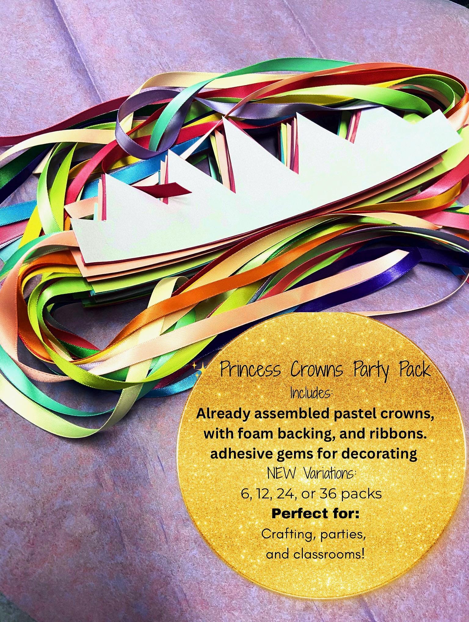 Pre-made Princess Crown Craft Kit | Pastel Birthday Party Activity, Gem ...