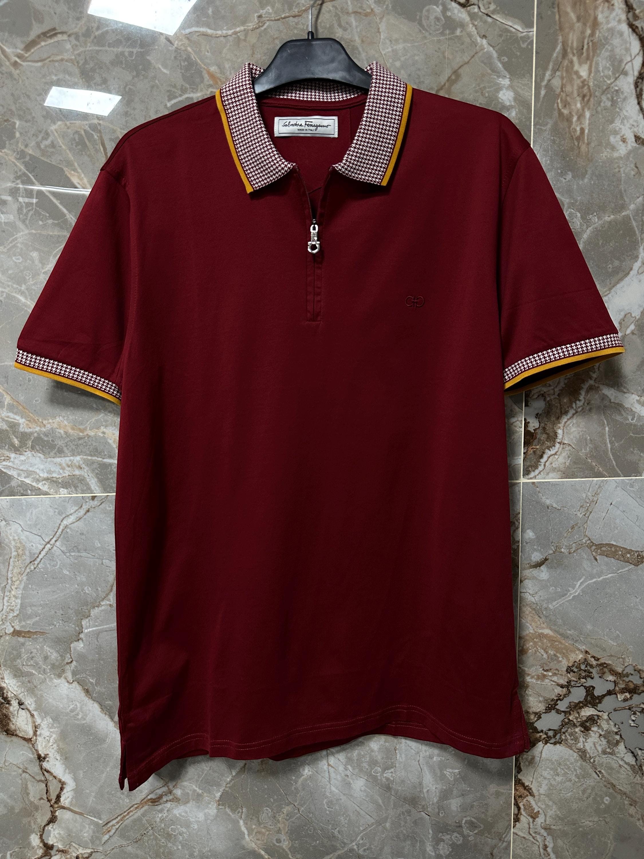 【Salvatore Ferragamo】1990s Polo Shirt Salvatore Ferragamo Polo Shirt Men Large Blue Navy Cotton