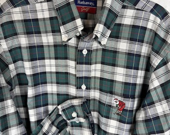 Camisa Oxford vintage de Hathaway Golf con estampado de Papá Noel para hombre, talla 15.5 (34/35).