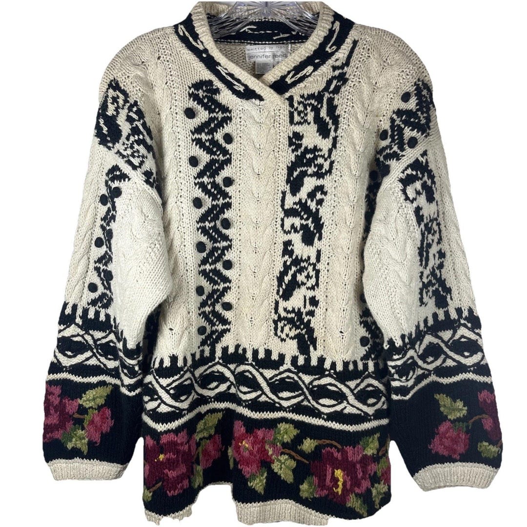 Vintage Jennifer Reed Floral Cottagecore Cardigan Sweater Size Small ...