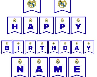 Real Madrid Birthday Garland: Customizable Soccer Team Decoration (Digital File)