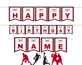 Chicago Basketball Geburtstagsgirlande: Basketball Party Dekoration (Digitaler Download)