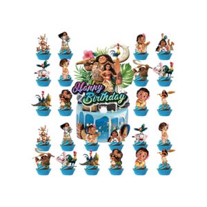 Moana cake topper, moana cupcake topper, moana cake topper, moana cake decorations