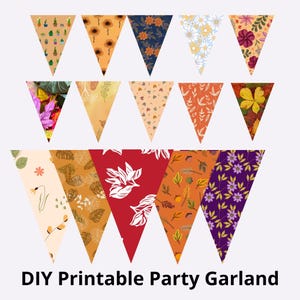 Printable garland banner, Instant Download DIY, autumn hanging pennant, autumn wreath