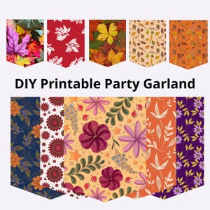 Printable garland banner, Instant Download DIY, autumn hanging pennant, autumn wreath