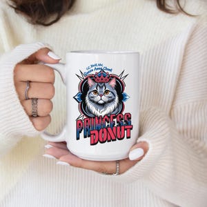 Princess Donut Ceramic Mug, Funny Dungeon Crawler Cup for Coffee or Tea, Cute Kitchen Decor, Gift for Gamers, Fantasy Lovers, Unique