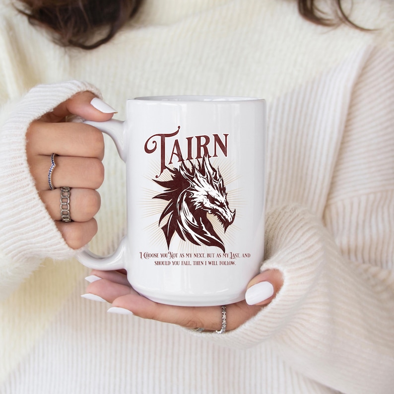 Taza de cerámica del dragón de Tairn, vajilla de fantasía de Fourth Wing. 15oz