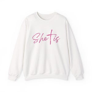 She is strong back Sweatshirt, Comfort Apparel for Women, She is Strong Crewneck, Faith-Based Gift, Cozy Layering Option