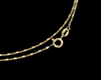 18 inches of 925 Sterling Silver Gold Vermeil Style Cube Bead Chain Necklace  1 x 1.5mm.  :vm1434-18