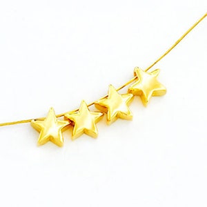 4 of Sterling Silver Gold Vermeil Style Star Beads 5mm. :vm0859