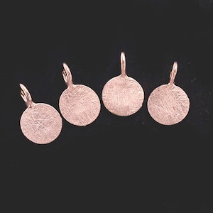 4 of 925 Sterling Silver Rose Gold Vermeil Style Round Disc Tag Charms 6 mm. , Brush Finished  :pg0432