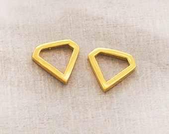 2 of 925 Sterling Silver 24k Gold Vermeil Style Diamond Shape Links, Connectors 10 mm.  :vm1147
