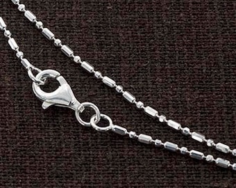 16 | 18 inches of 925 Sterling Silver Diamond Cut  Bead Chain  Necklace 1.2mm.