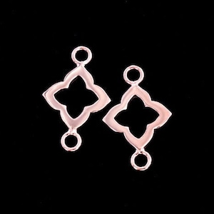 2 of 925 Sterling Silver Rose Gold Vermeil Style Flower Links, Connectors 11 mm.  :pg0378