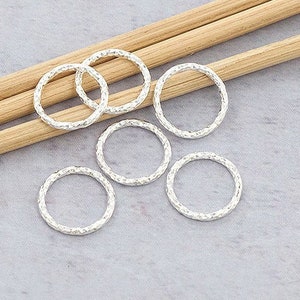 6 of 925 Sterling Silver Diamond Cut Circle Links, Connectors 10x1 mm. :tk0264