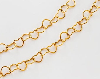 24 inches of 925 Sterling Silver Gold Vermeil Style Heart Chain 4.5 x 4 mm.    :vm1709