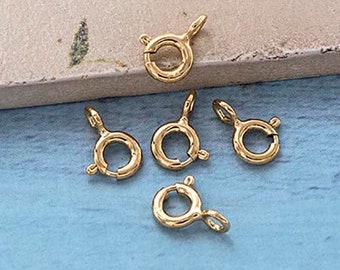 5 of 925 Sterling Silver Gold Vermeil Style Spring Ring Clasps 5mm.  :vm1686