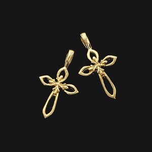 2 of 925 Sterling Silver Gold Vermeil Style Cross Charms 11x15 mm. :vm1030