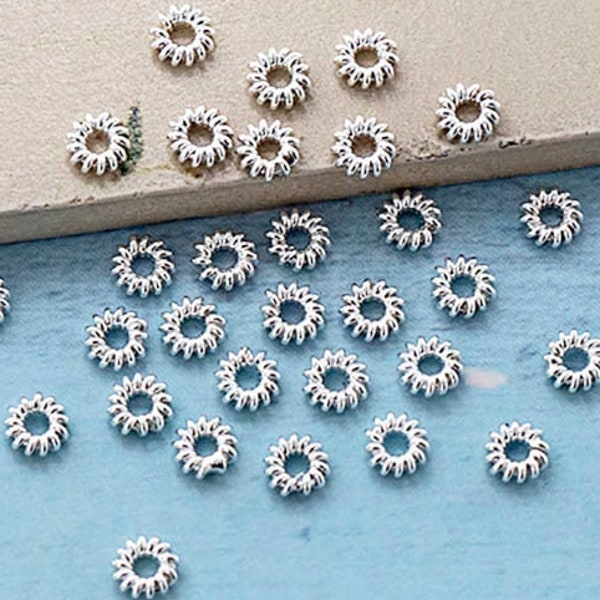 30 of 925 Sterling Silver Spiral Spacer Beads 4.3 mm. :th1105