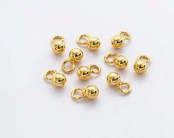 10 of 925 Sterling Silver Gold  Vermeil Style Round Charms 3 mm. small charms  :vm1671