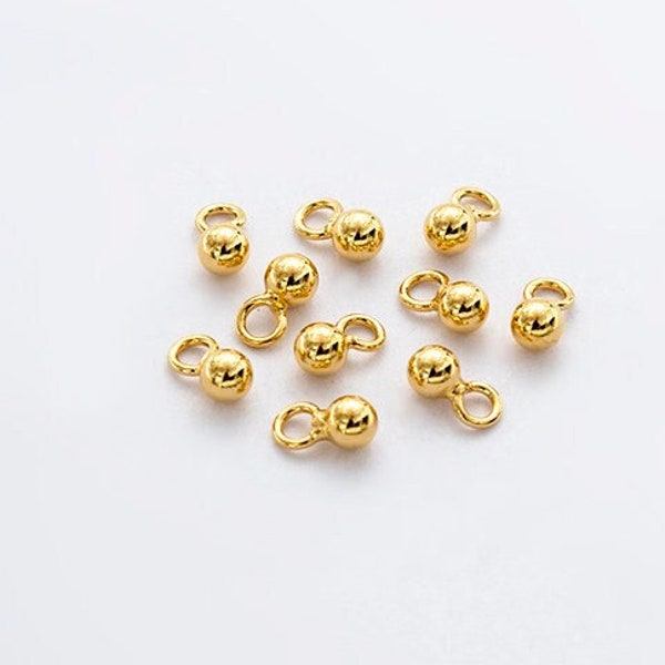 10 charms ronds en argent sterling 925, or vermeil, 3 mm. petites breloques :vm1671