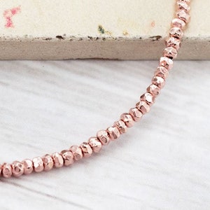 100 of Karen hill tribe Rose Gold Vermeil Style Faceted Rondelle Beads 1.8 mm., 6 inches  :pg0122