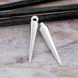 2 of 925 Sterling Silver Spike Charms 4x20mm.Polish Finished  :th2055