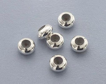 6 925 sterlingzilveren siliconen stopkralen, 6 mm., schotelkraal voor armband of ketting. :tk0319