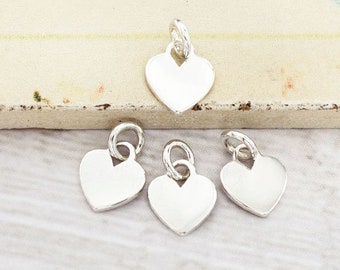 4 of 925 Sterling Silver Heart Charms 7.5x8 mm. :th2260