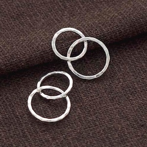 4 of 925 Sterling Silver Hammered  Double Circle Rings Charms, Links, Connectors 9 mm. and 10.5 mm.  :tk0333