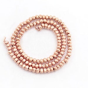 120 of  Karen hill tribe Rose Gold  Vermeil Style Rondelle Solid Seed Beads 1.8 mm. 6.5" :pg0070