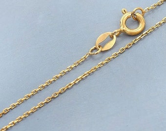 16 inches of 925 Sterling Silver Gold Vermeil Style Fine Cable Chain Necklace 1x1.5 mm.  :vm1575-16