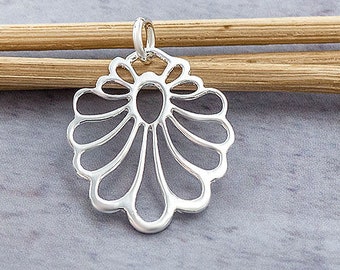 1 of 925 Sterling Silver Cutwork Drop Pendant 18x20 mm. :th1768