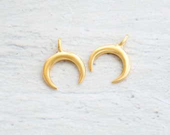 2 of 925 Sterling Silver Gold Vermeil Style Crescent Moon Charms 7x8 mm.  :vm1622