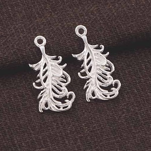 2 of 925 Sterling Silver Feather Charms  9x20 mm. :tm0272