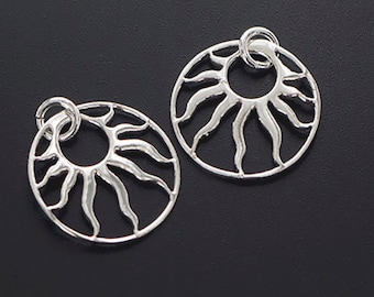 2 of 925 Sterling Silver  Sun Charms 16 mm. Polished Finish  :th2769