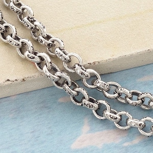 9 inches of Karen Hill Tribe Silver Imprint Opened Link  Chain 3.7mm. :ka0042