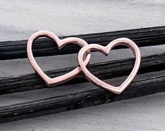 2 di 925 Sterling Silver Rose Gold Vermeil Style Heart Links, Connettori 11.5x10mm. :p g0956