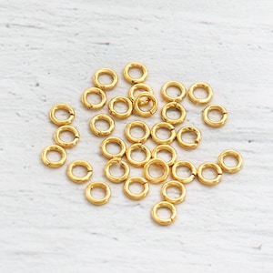 30 of 925 Sterling Silver Gold Vermeil Style Opened Jump Rings  3x0.7mm. :vm1069