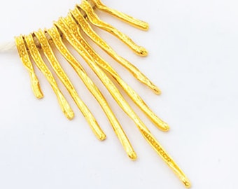 9 of Karen hill tribe Silver Vermeil Style Stalk Charms 17-40 mm. :vm0403