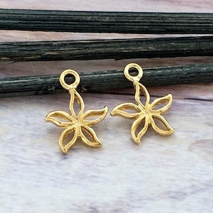 2 of 925 Sterling Silver Gold Vermeil Style Flower Charms 10 mm. :vm1184