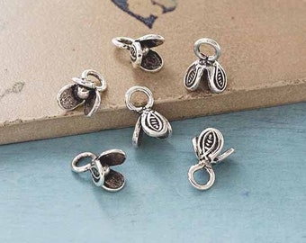 6 of Karen Hill Tribe Silver Flower Charms 6.6x7 mm. :ka4589