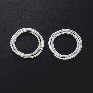 2 of 925 Sterling Silver Interlocking Circle Rings Charms 14 mm. , 3 Circle Links   :tk0378