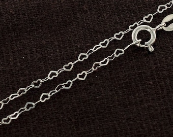 Colar com corrente de coração de prata esterlina 925, 20 polegadas, 2x1,8 mm. Corrente delicada: th2757-20