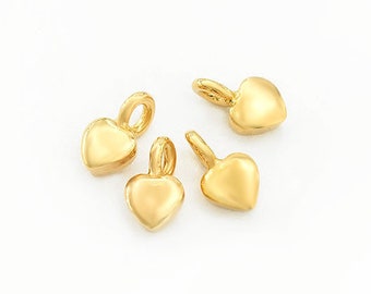 4 of Karen Hill Tribe Silver Gold  Vermeil Style Heart Charms 5 mm.   :vm1596