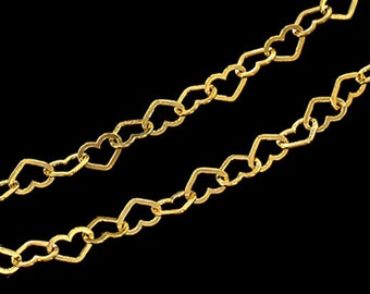 24 inches of 925 Sterling Silver  Gold Vermeil Style Heart Chain  3x4.5mm.   :vm1331