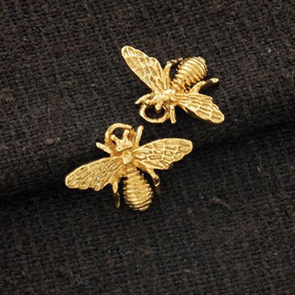 2 of 925 Sterling Silver Gold Vermeil Style  Bee Charms 9x13 mm.     :vm1362